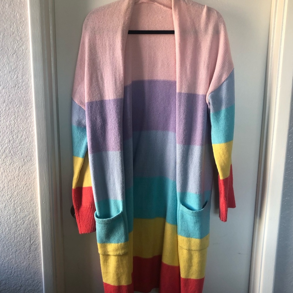 Rainbow Long Sleeved Oversized Cardigan